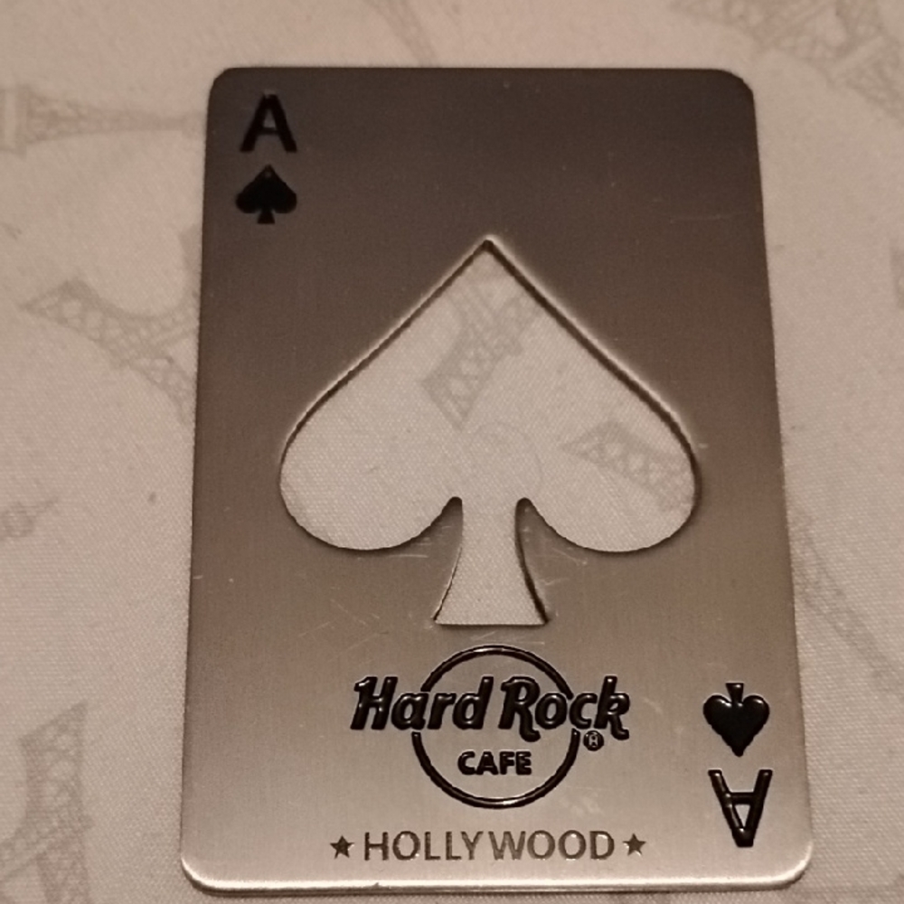 Hard Rock Cafe Hollywood Silver Metal Ace Of Spades Beer Bottle Opener